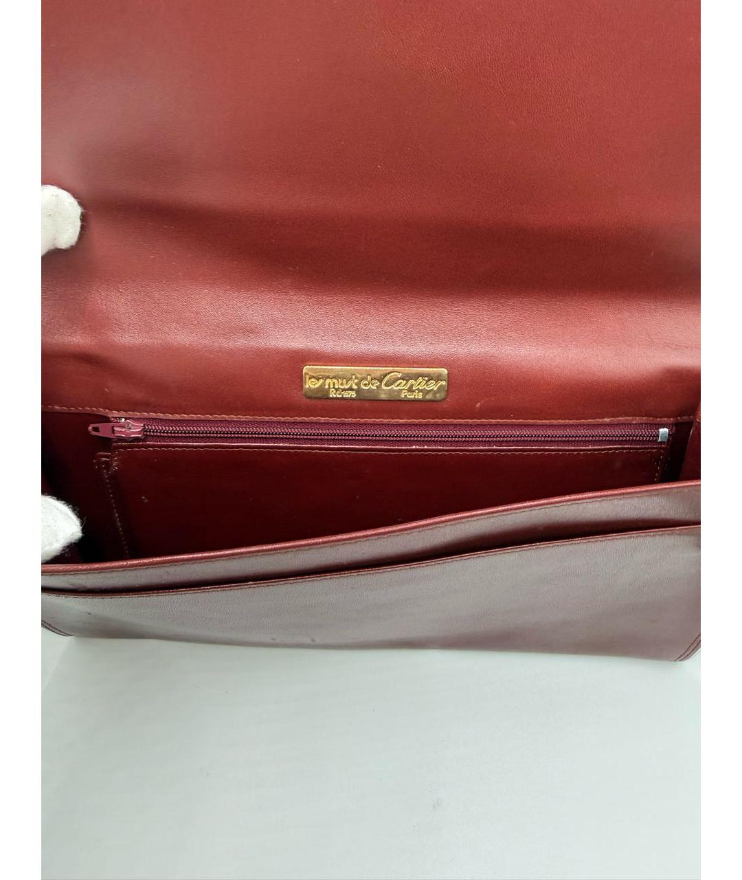 CARTIER Бордовая кожаная барсетка, фото 5