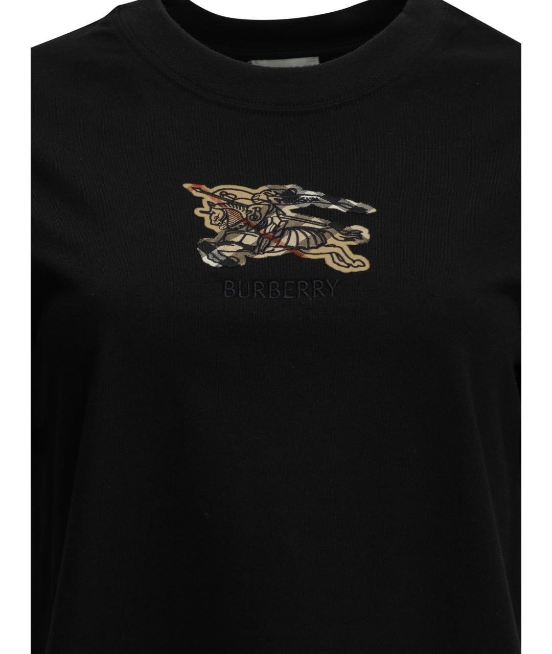 BURBERRY Черная хлопковая футболка, фото 3
