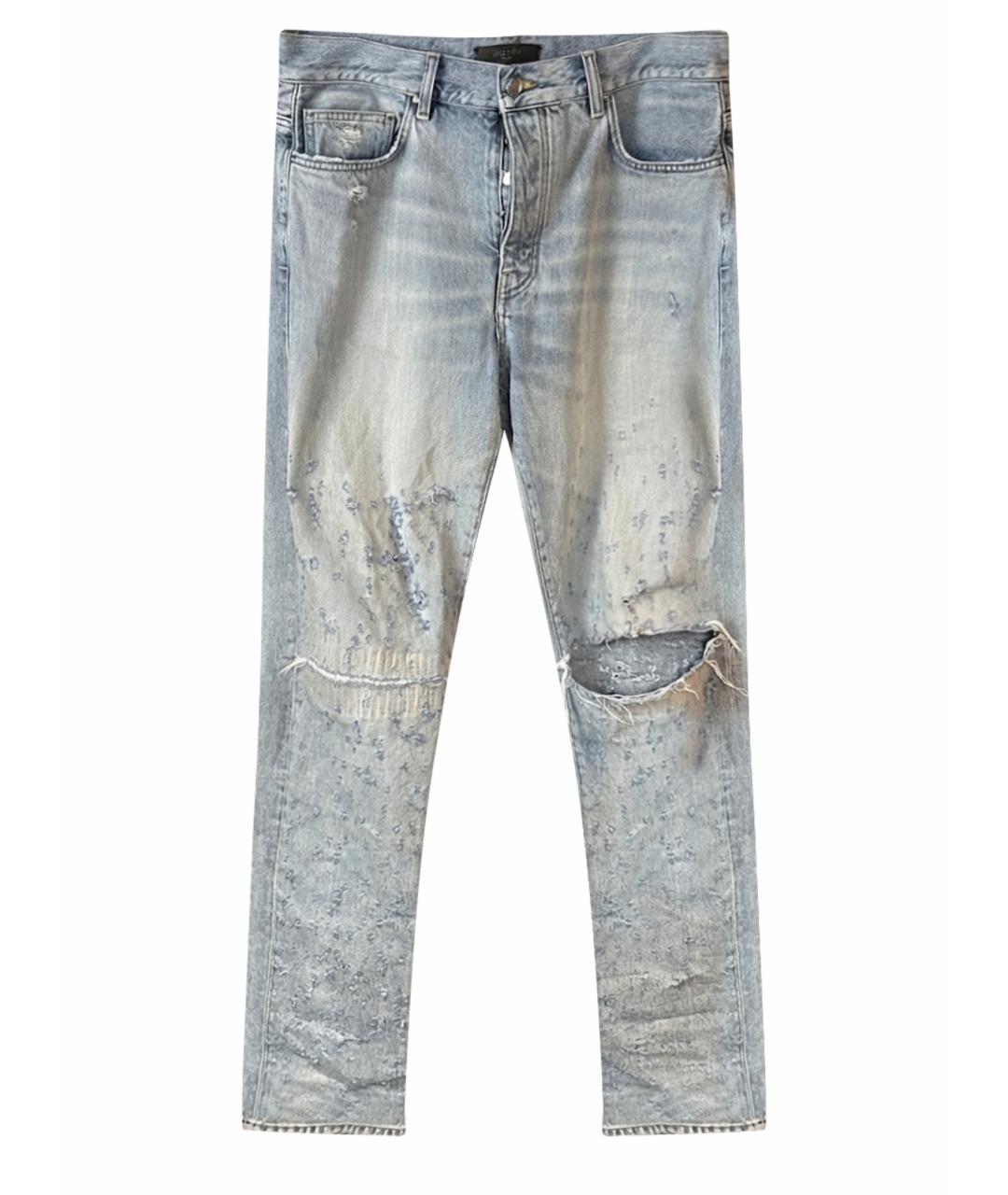 AMIRI Голубые хлопковые прямые джинсы, фото 1