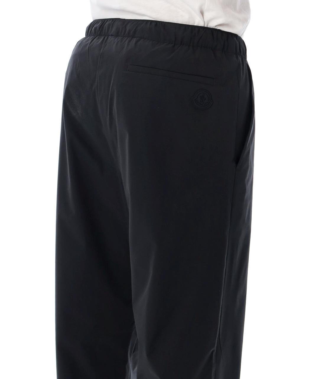 MONCLER Черные хлопко-эластановые повседневные брюки, фото 3