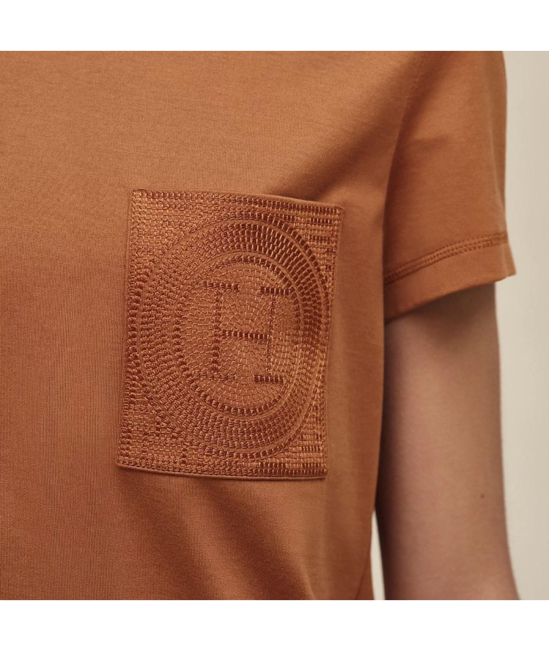 HERMES Коричневая хлопковая футболка, фото 3