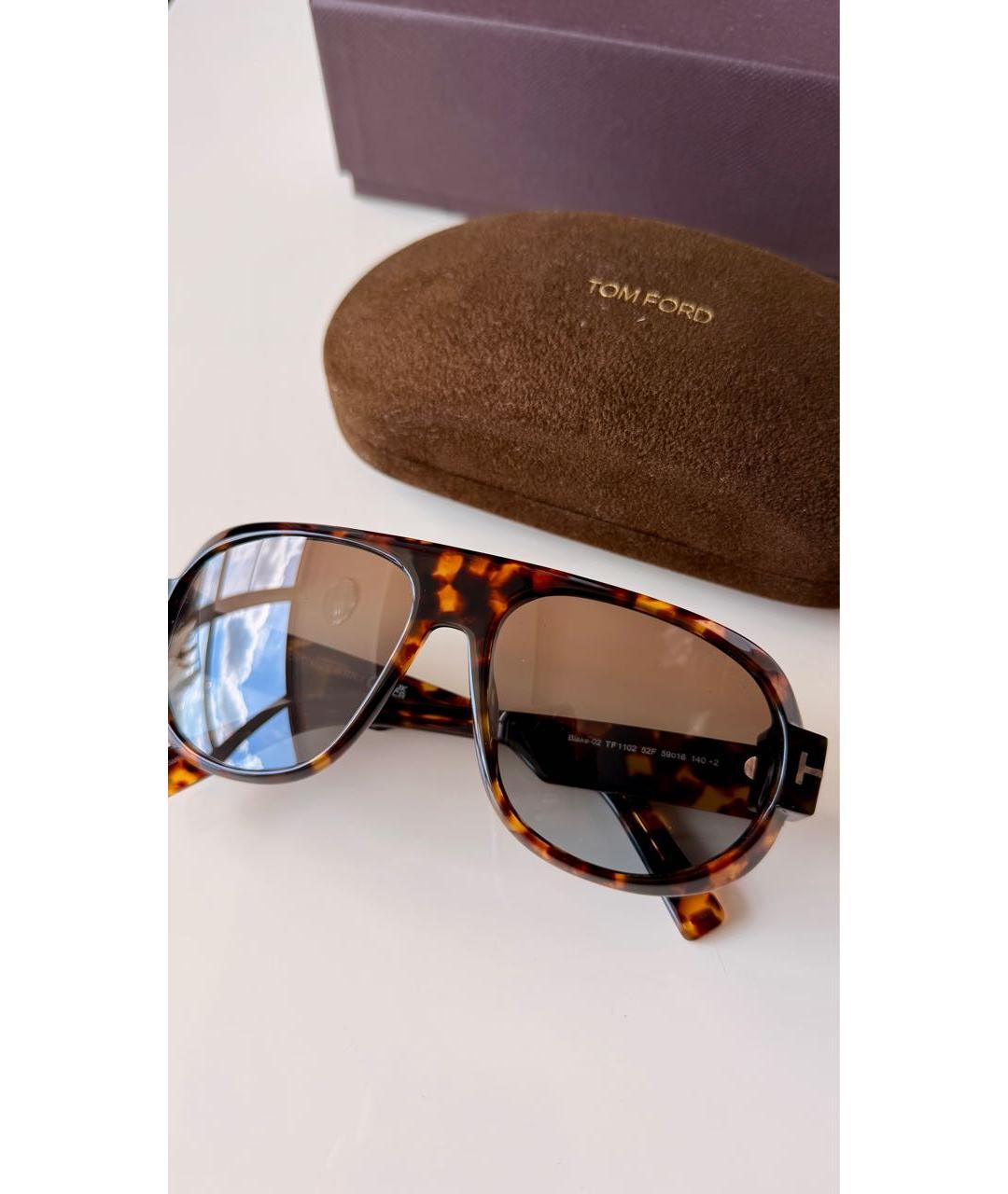 TOM FORD Коричневые пластиковые солнцезащитные очки, фото 2