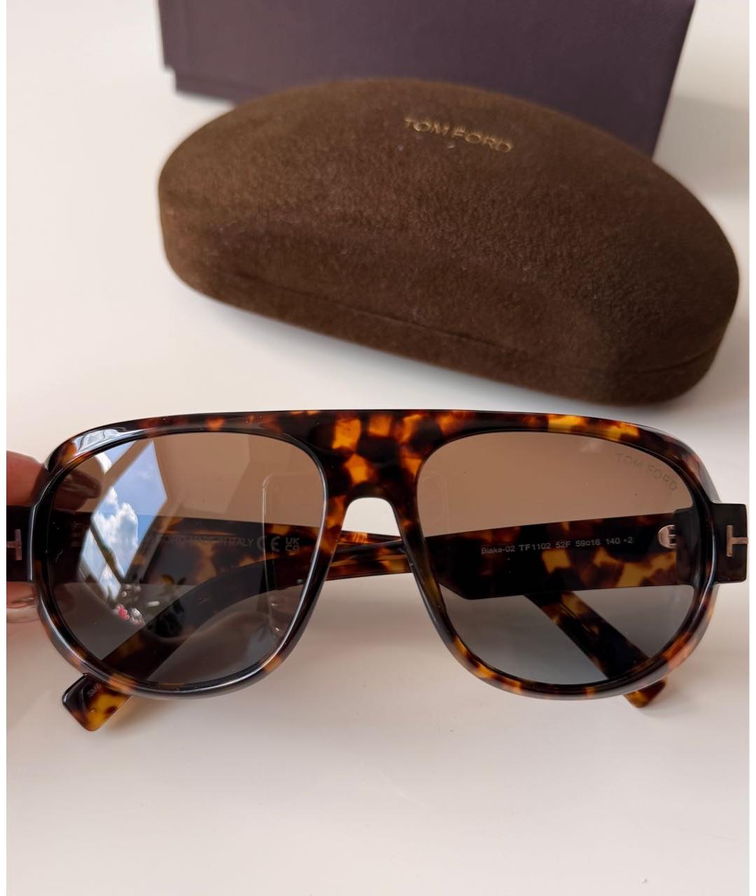 TOM FORD Коричневые пластиковые солнцезащитные очки, фото 4