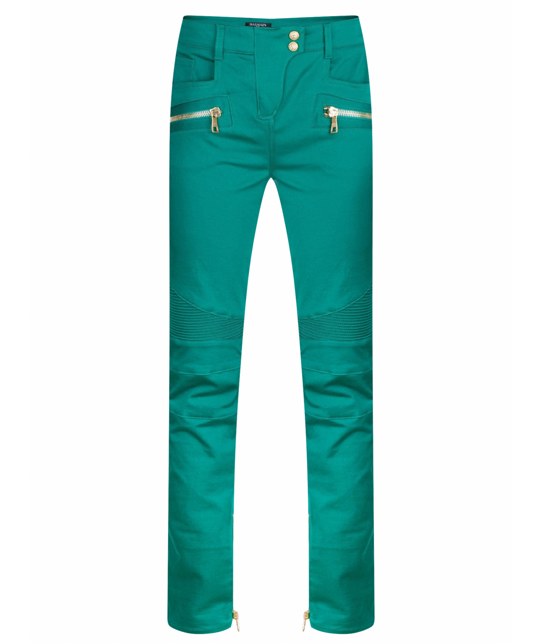 BALMAIN Зеленые хлопко-полиэстеровые джинсы слим, фото 1
