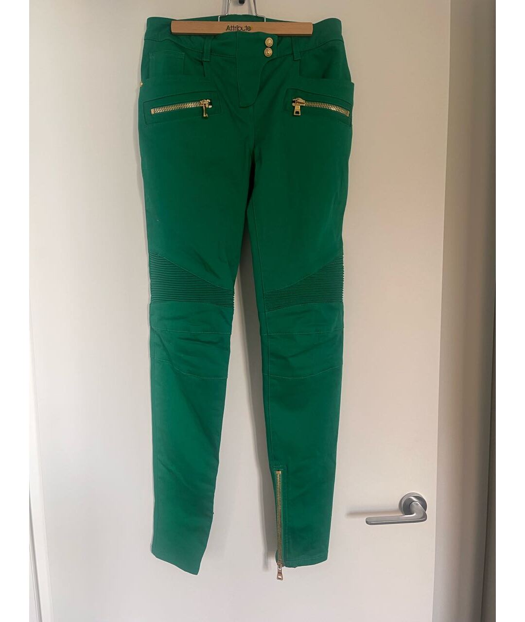 BALMAIN Зеленые хлопко-полиэстеровые джинсы слим, фото 5