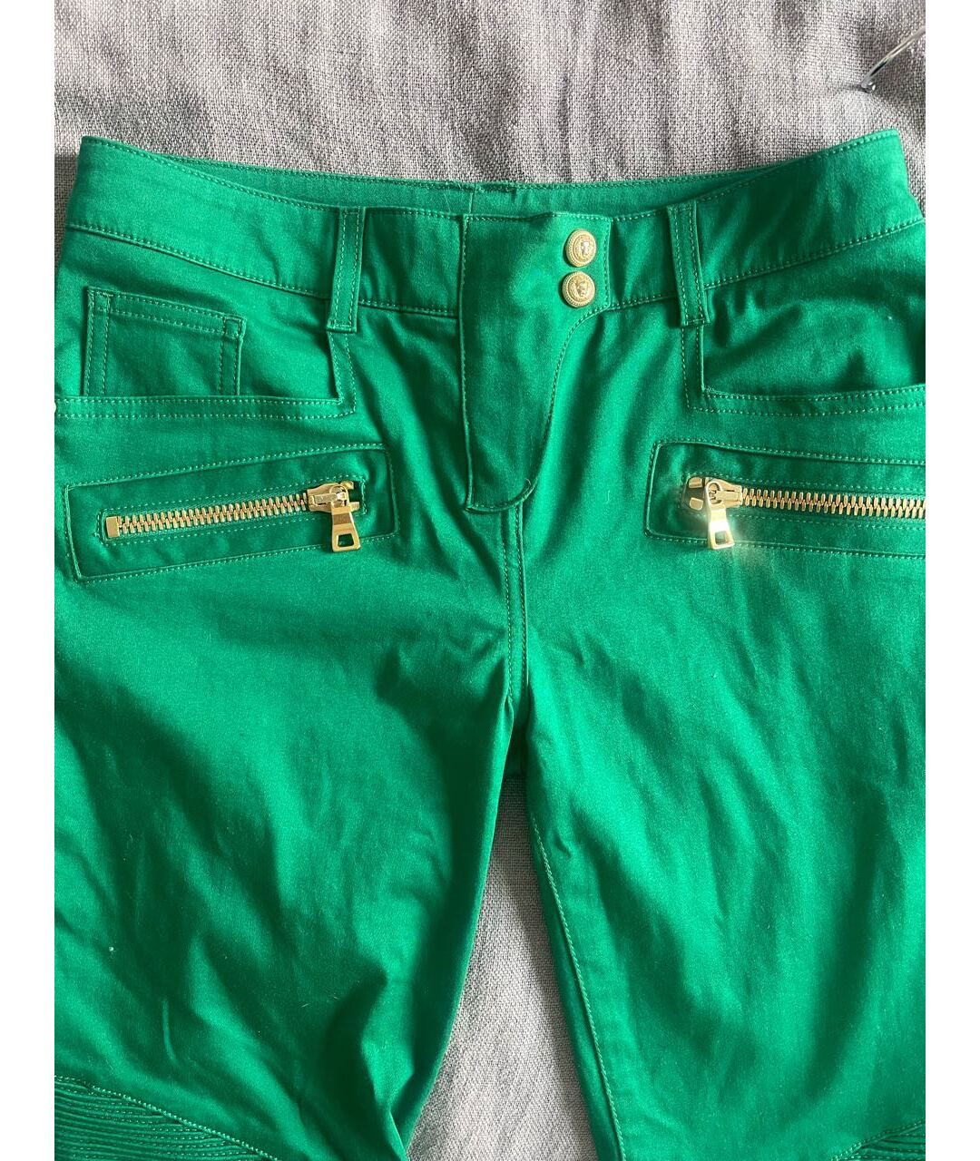 BALMAIN Зеленые хлопко-полиэстеровые джинсы слим, фото 4