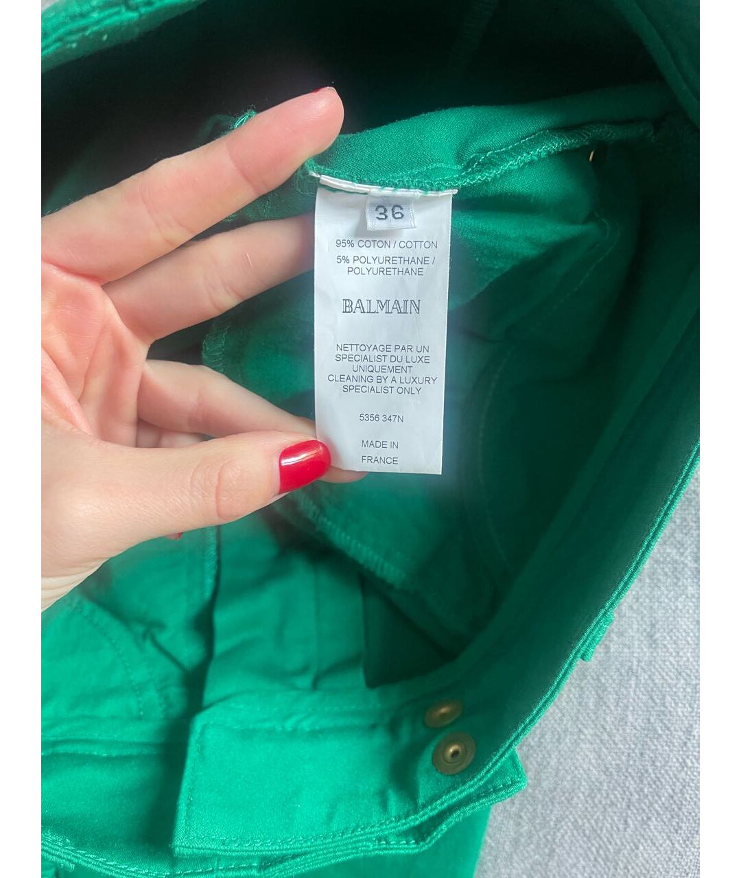 BALMAIN Зеленые хлопко-полиэстеровые джинсы слим, фото 3