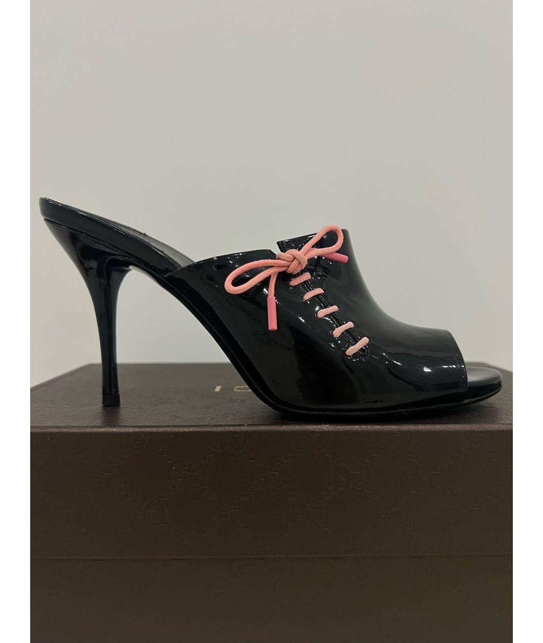 GUCCI Черные мюли из лакированной кожи, фото 8