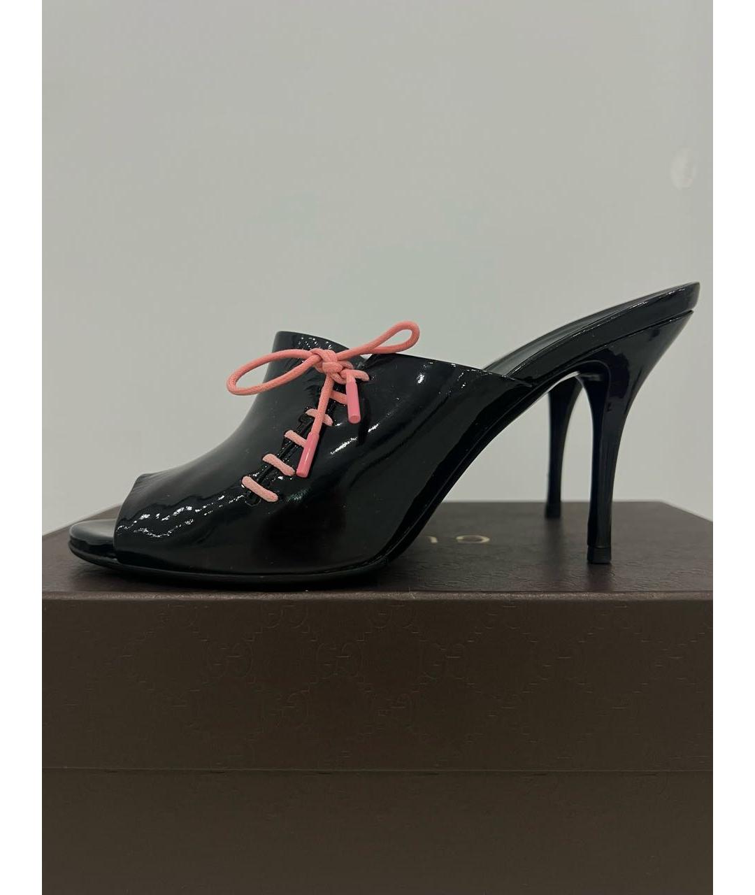 GUCCI Черные мюли из лакированной кожи, фото 4
