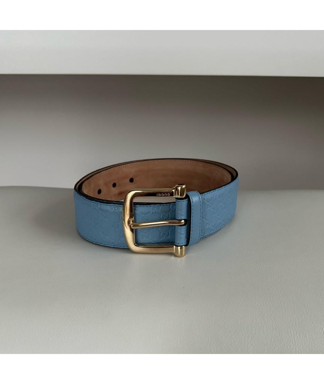 GUCCI Голубой кожаный ремень, фото 2