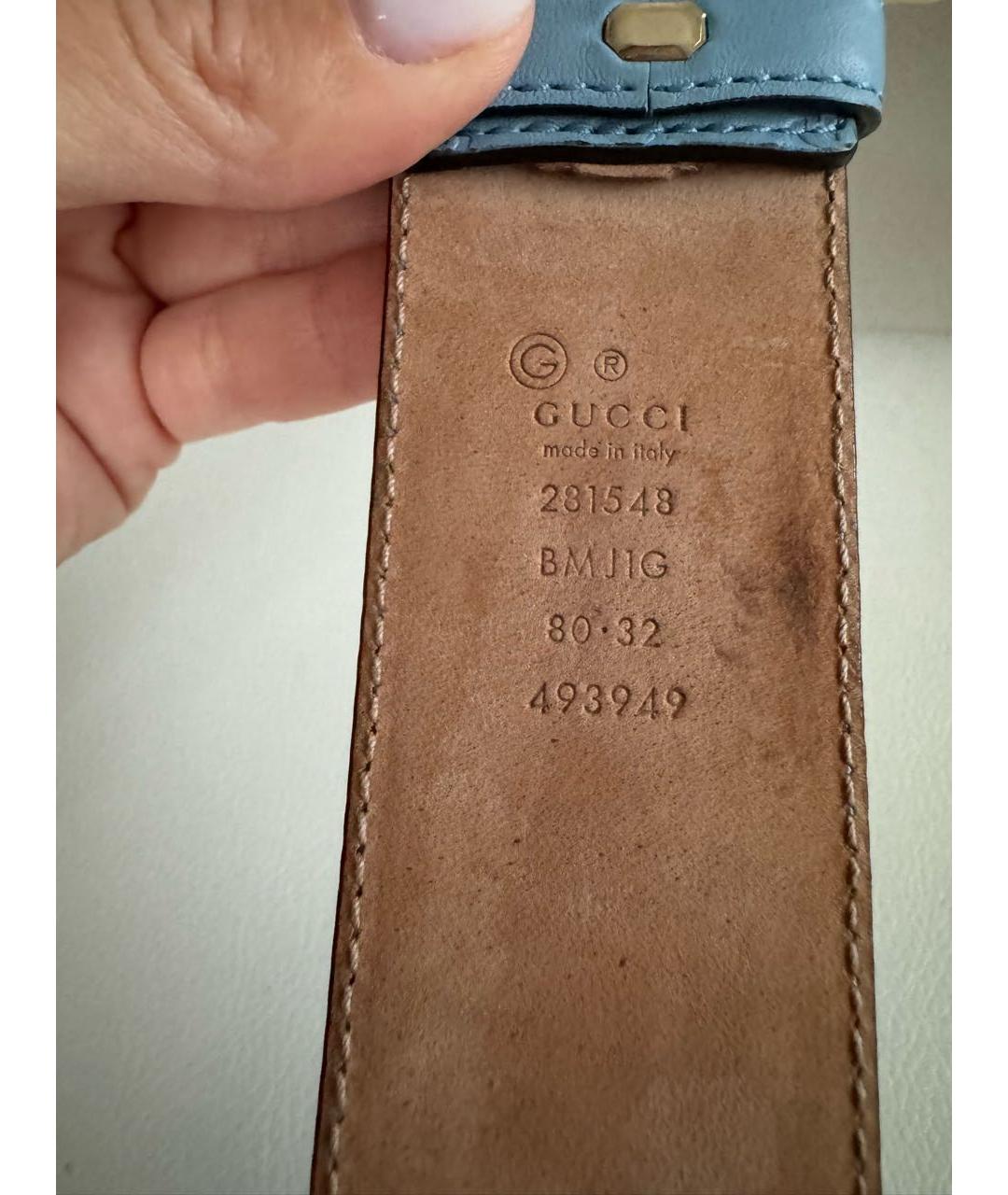 GUCCI Голубой кожаный ремень, фото 8