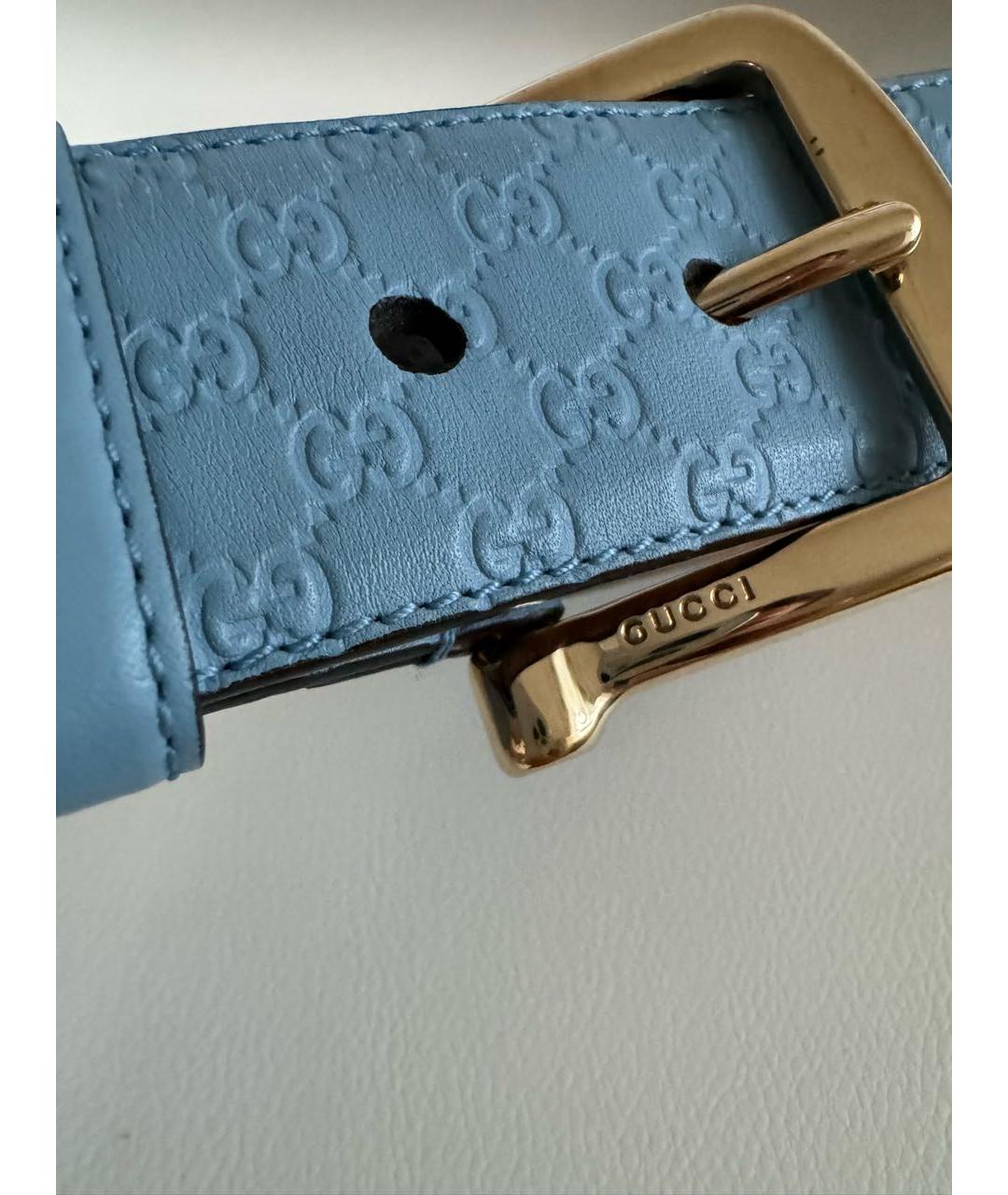 GUCCI Голубой кожаный ремень, фото 5