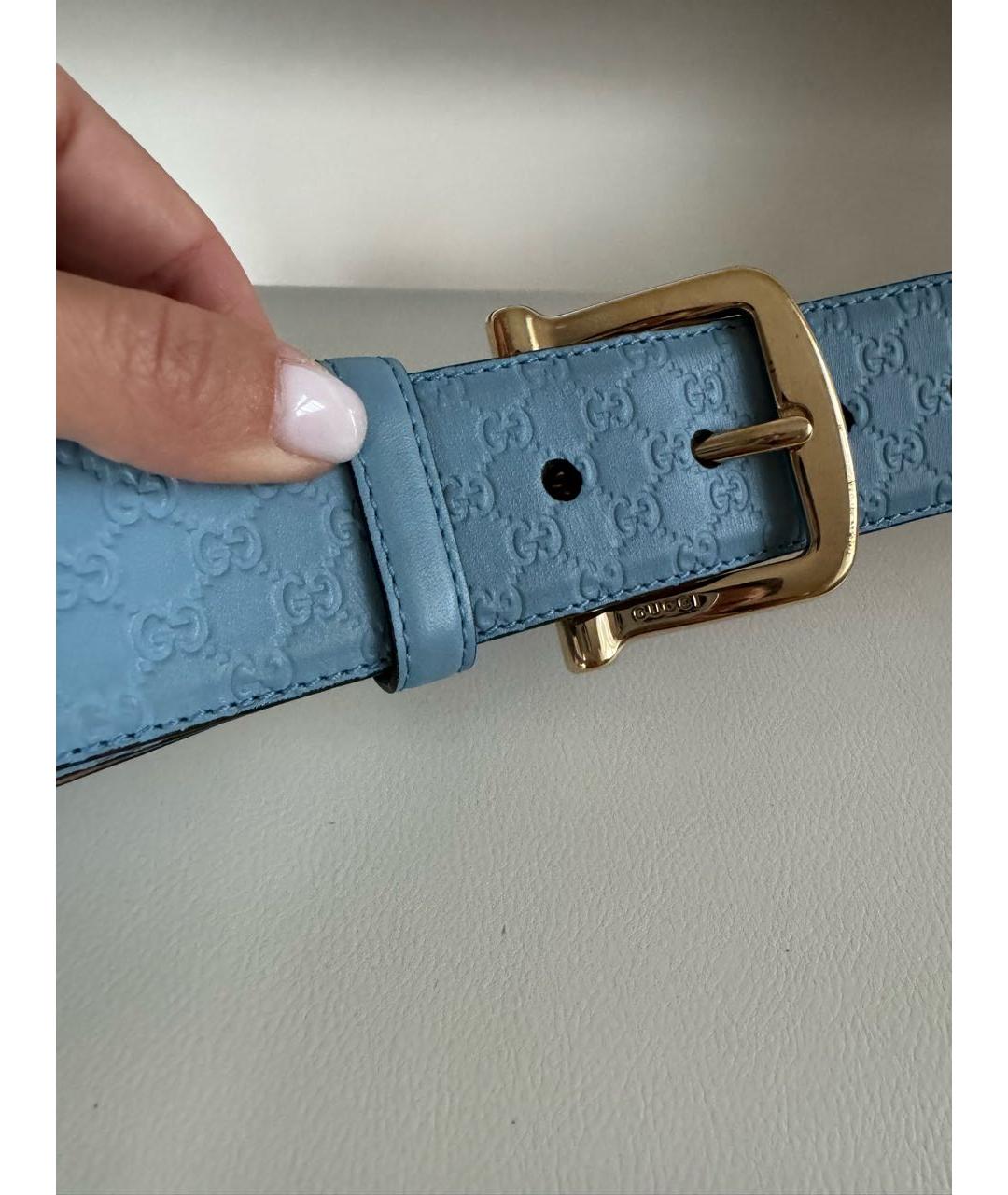 GUCCI Голубой кожаный ремень, фото 4