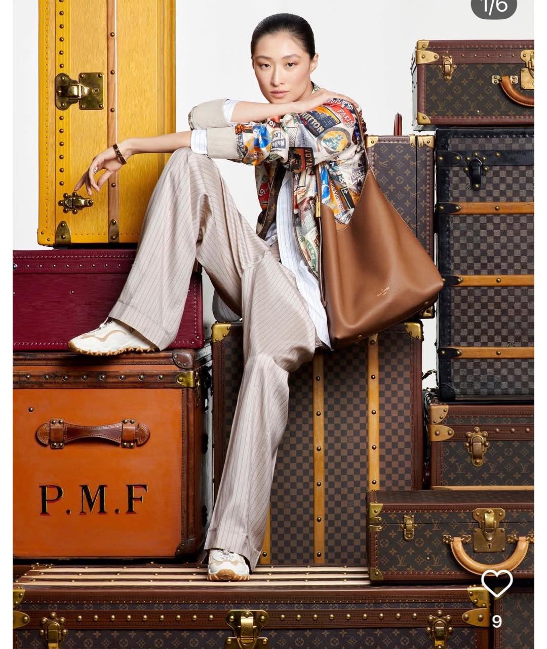 LOUIS VUITTON Коричневая кожаная сумка через плечо, фото 8