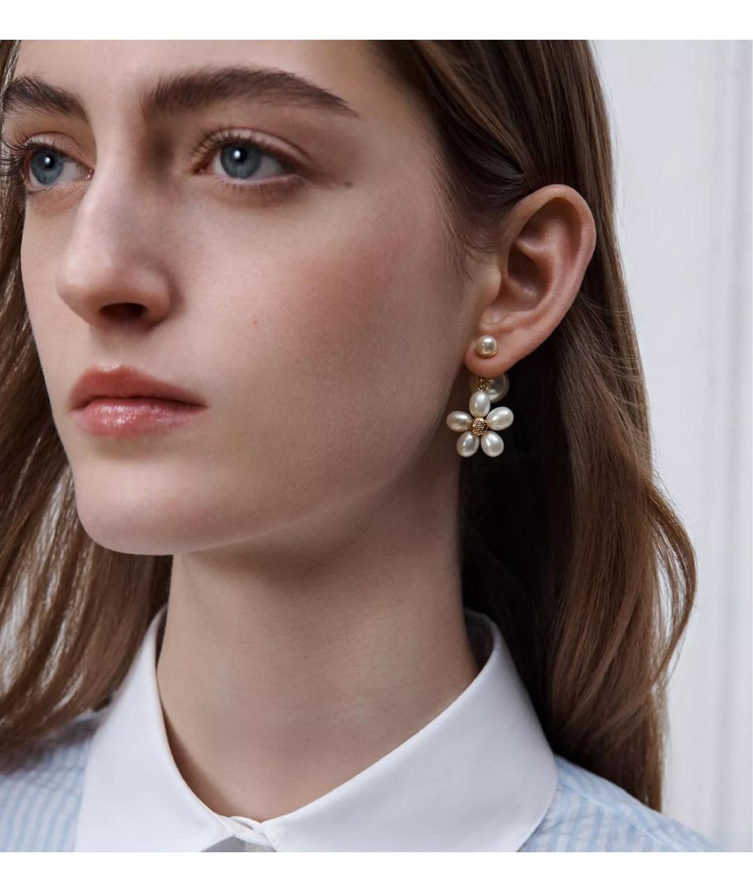 CHRISTIAN DIOR Золотые металлические серьги, фото 2