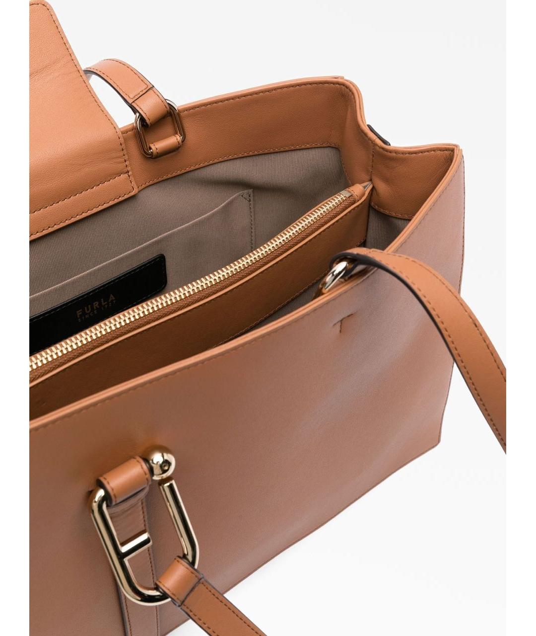 FURLA Коричневая кожаная сумка тоут, фото 6