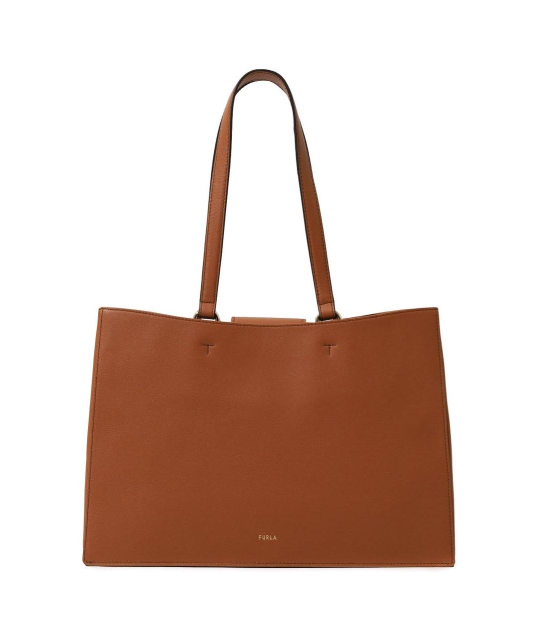 FURLA Коричневая кожаная сумка тоут, фото 3