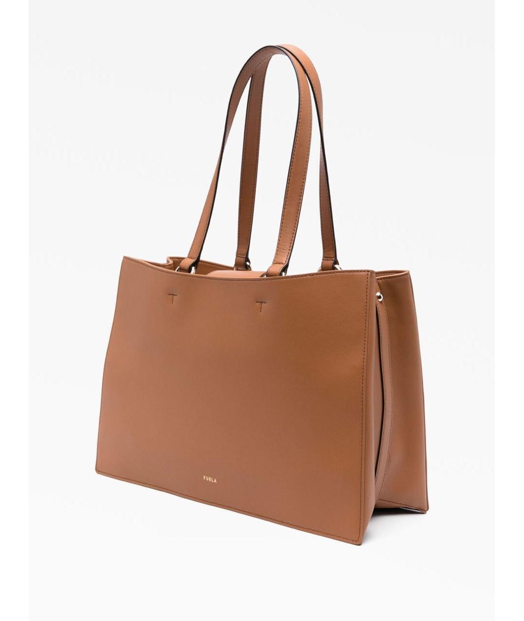 FURLA Коричневая кожаная сумка тоут, фото 2