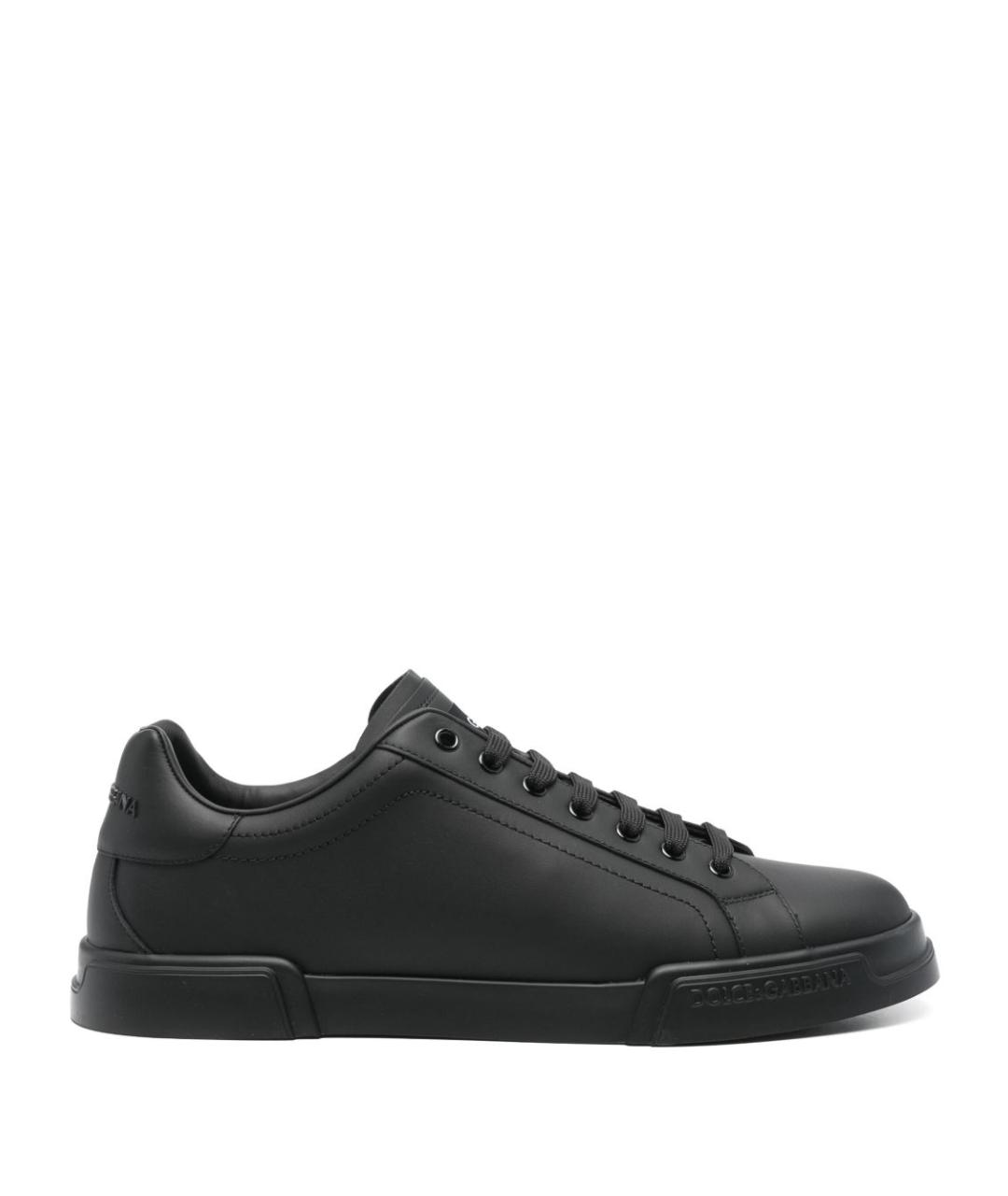 DOLCE&GABBANA Черные кожаные низкие кроссовки / кеды, фото 1