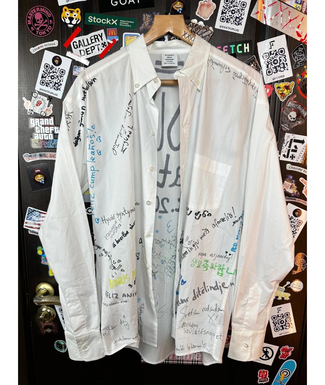 VETEMENTS Белая хлопковая кэжуал рубашка, фото 2
