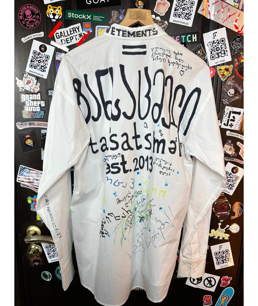 VETEMENTS Белая хлопковая кэжуал рубашка, фото 5