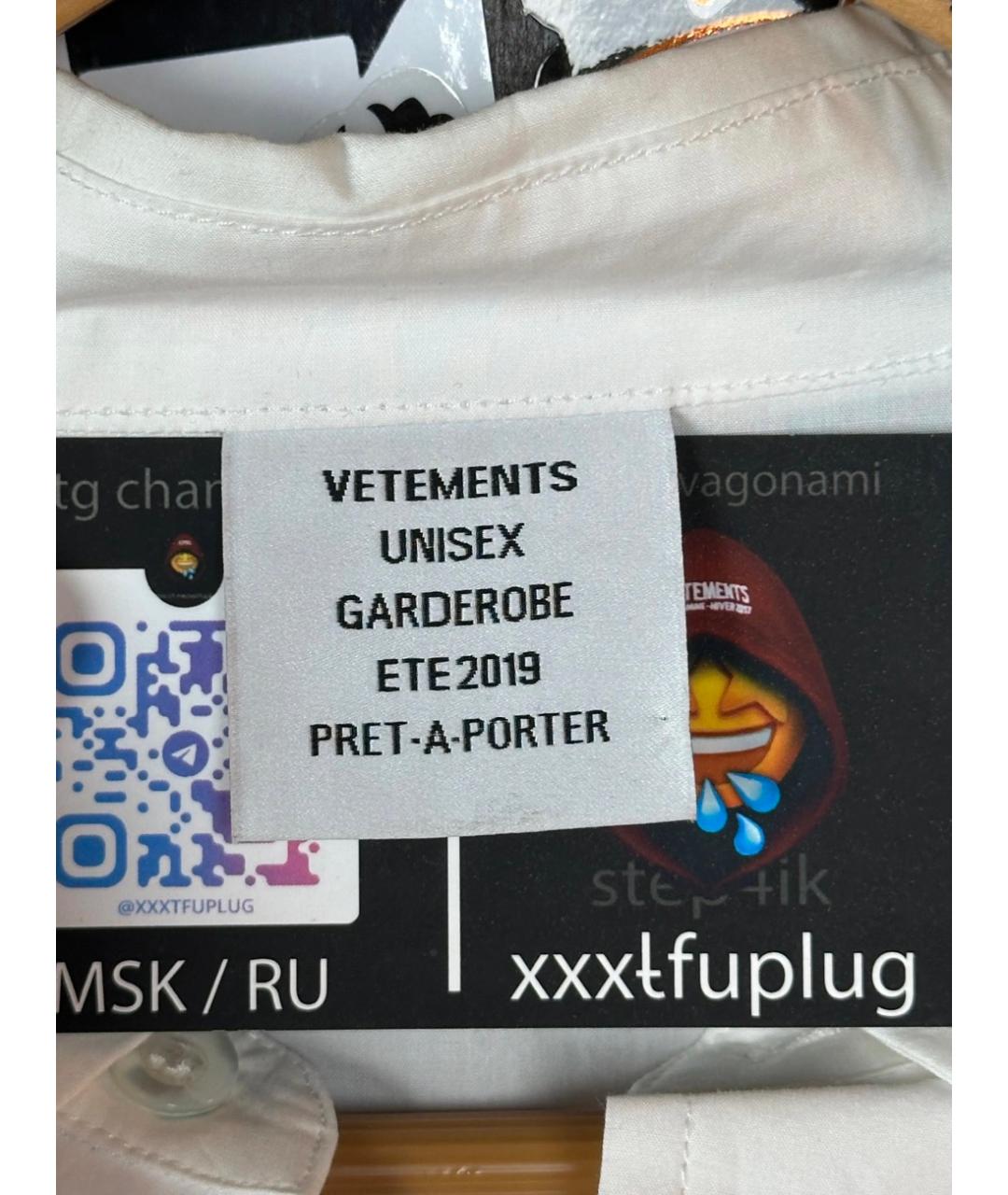 VETEMENTS Белая хлопковая кэжуал рубашка, фото 9
