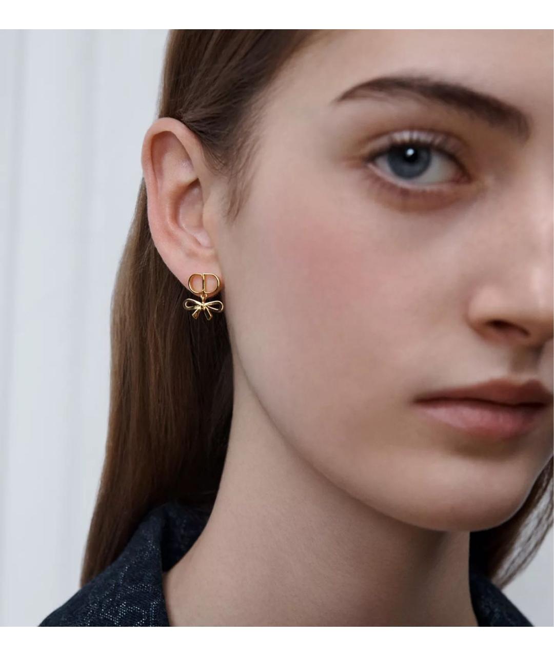 CHRISTIAN DIOR Золотые металлические серьги, фото 3