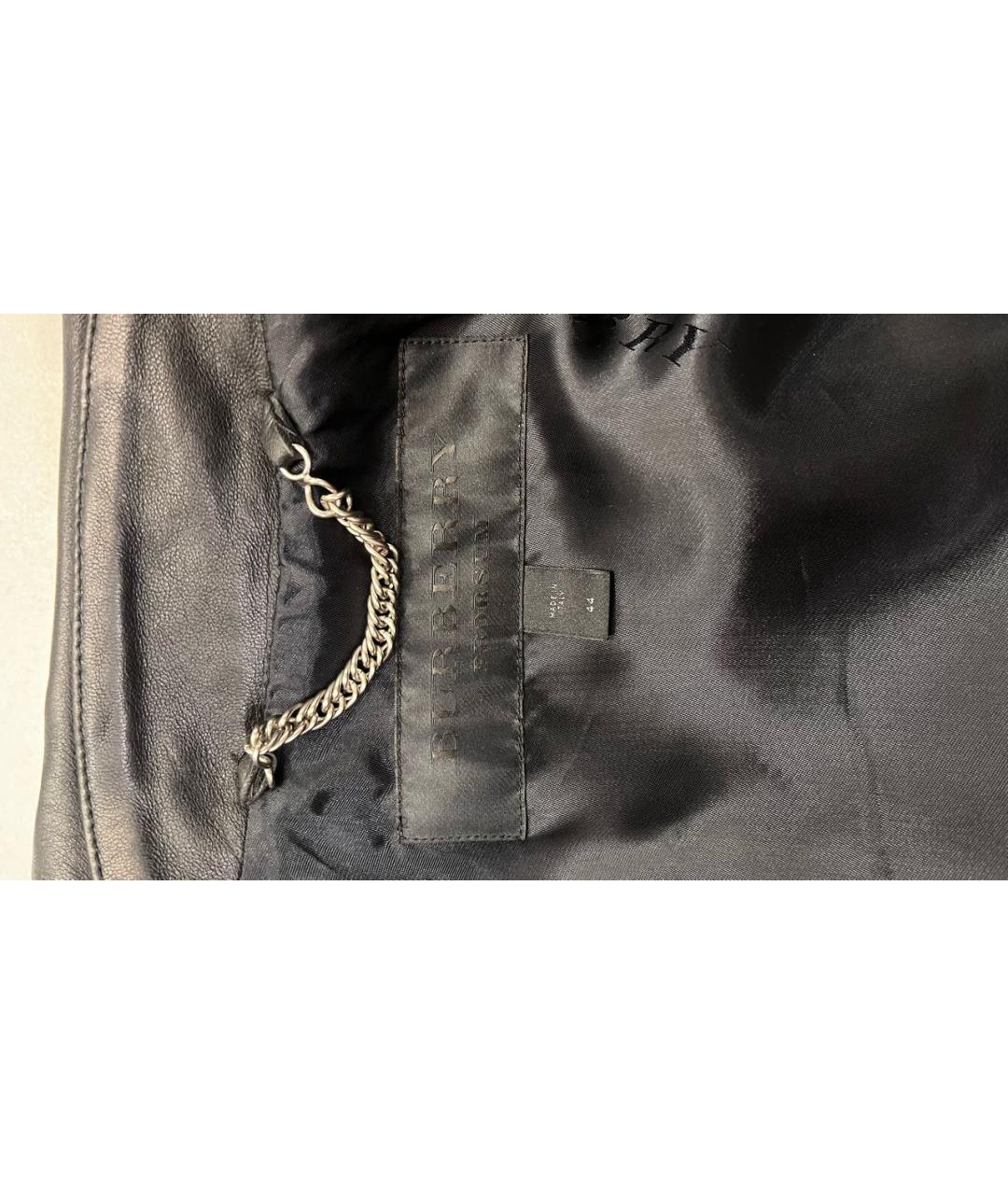 BURBERRY Черная кожаная куртка, фото 3