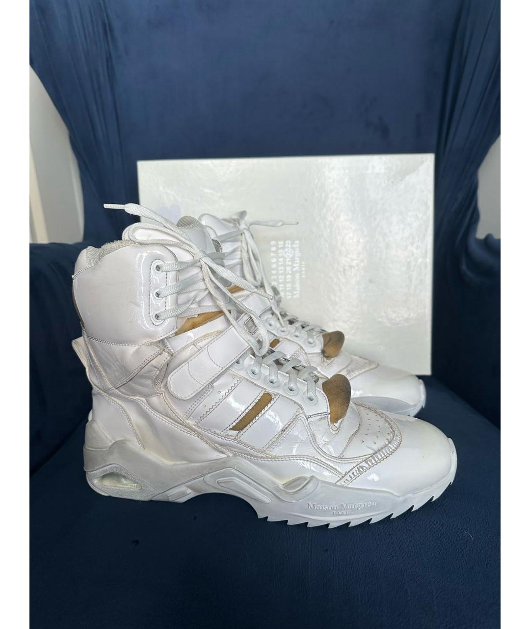 MAISON MARGIELA Белые кожаные высокие кроссовки / кеды, фото 9