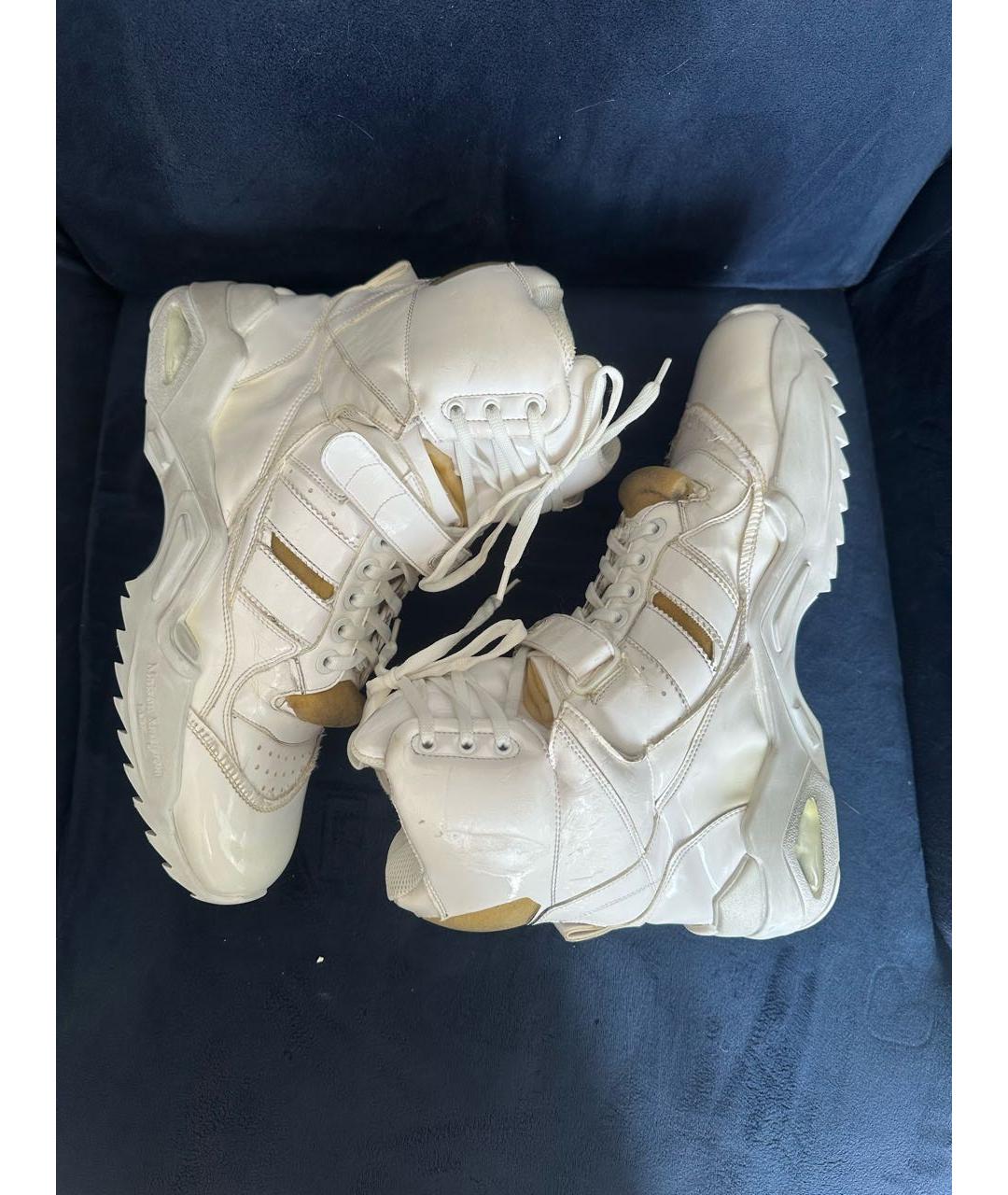 MAISON MARGIELA Белые кожаные высокие кроссовки / кеды, фото 6