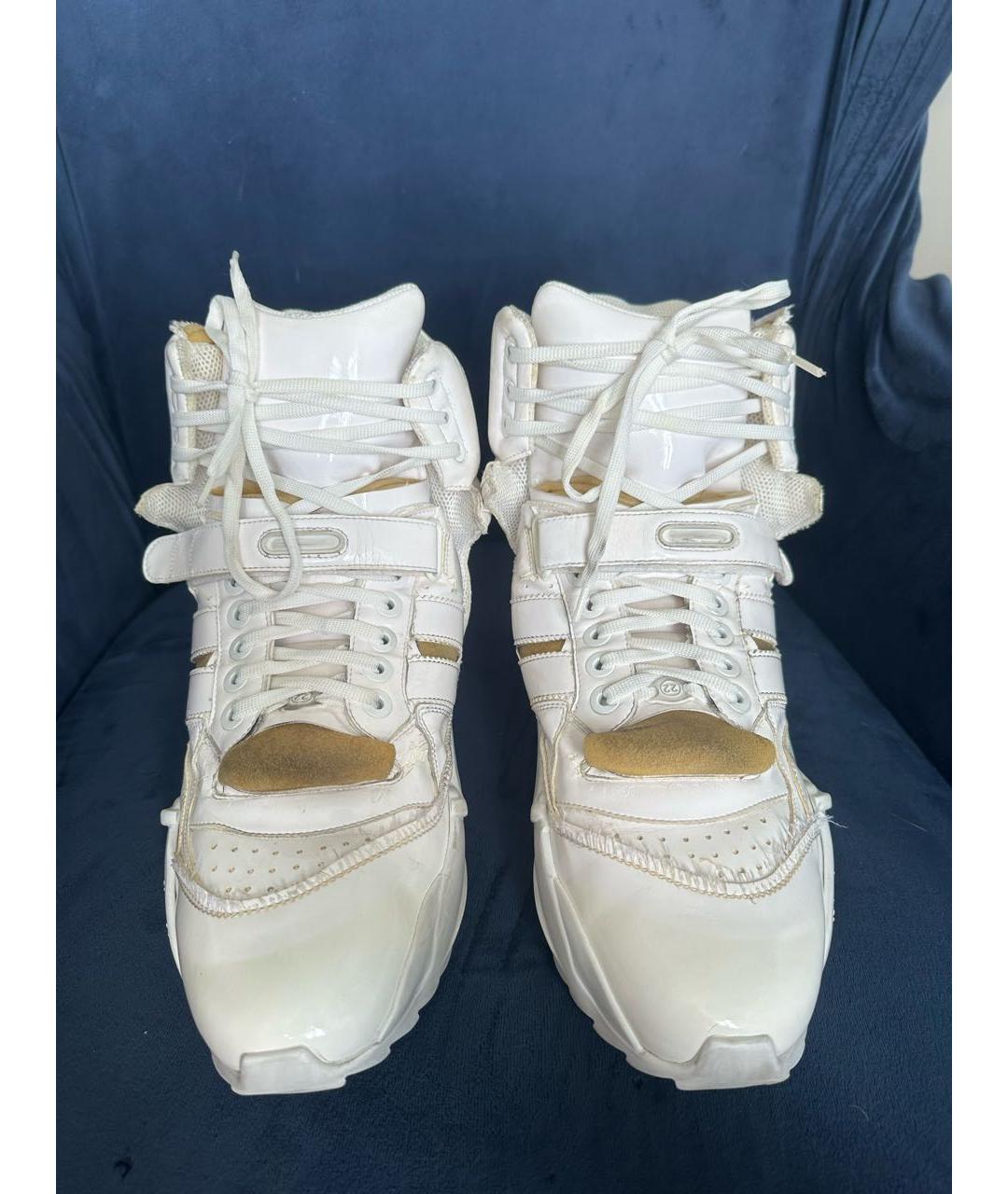 MAISON MARGIELA Белые кожаные высокие кроссовки / кеды, фото 4