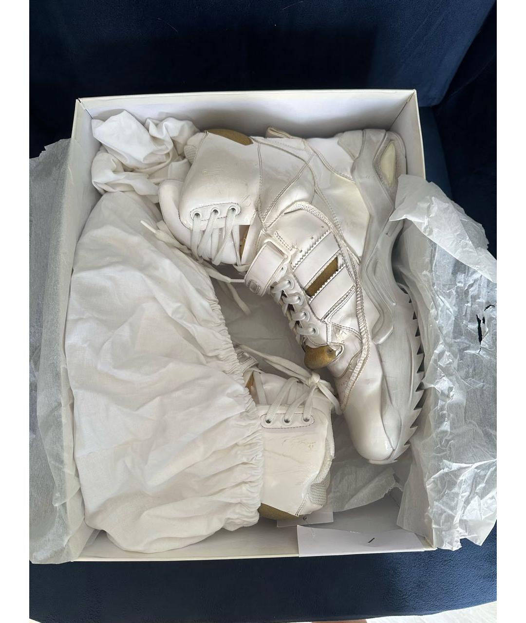 MAISON MARGIELA Белые кожаные высокие кроссовки / кеды, фото 8