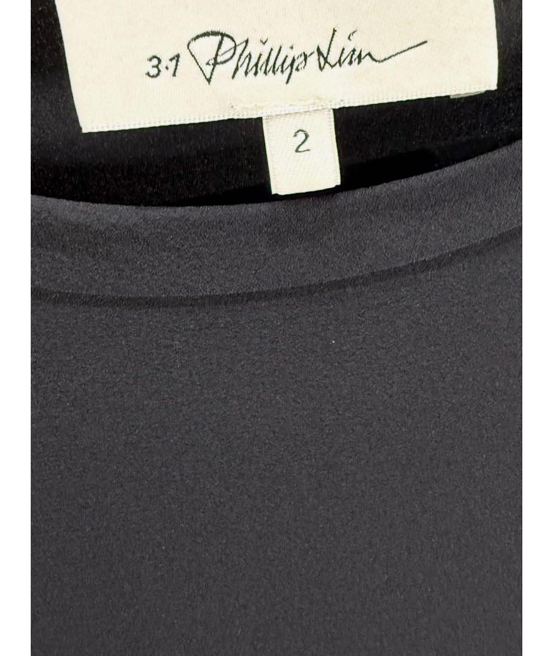 3.1 PHILLIP LIM Черная шелковая блузы, фото 2