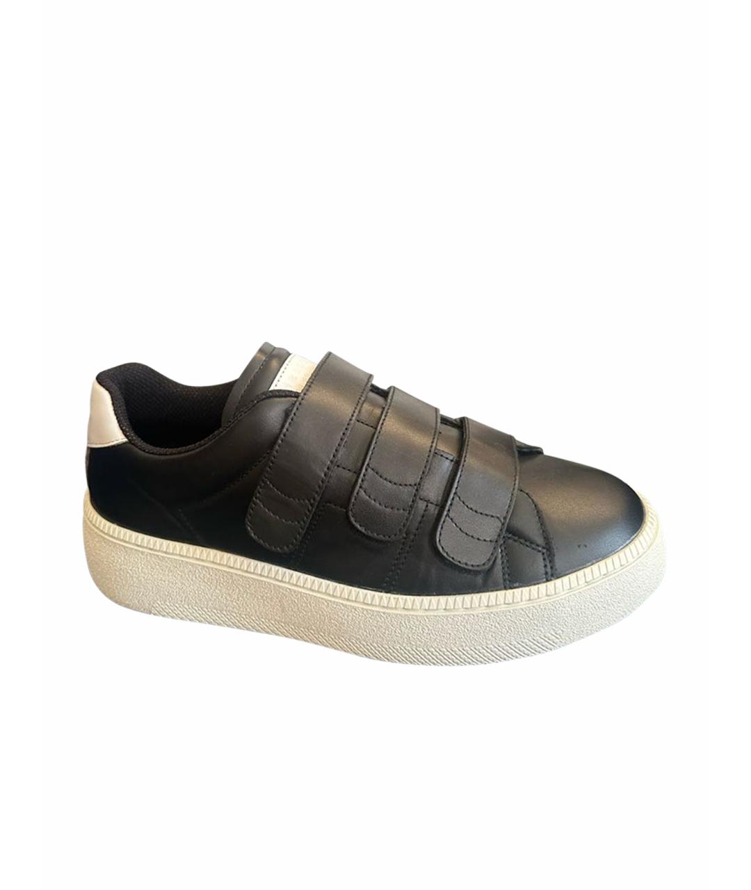 MAISON MARGIELA Черные кожаные высокие кроссовки / кеды, фото 1