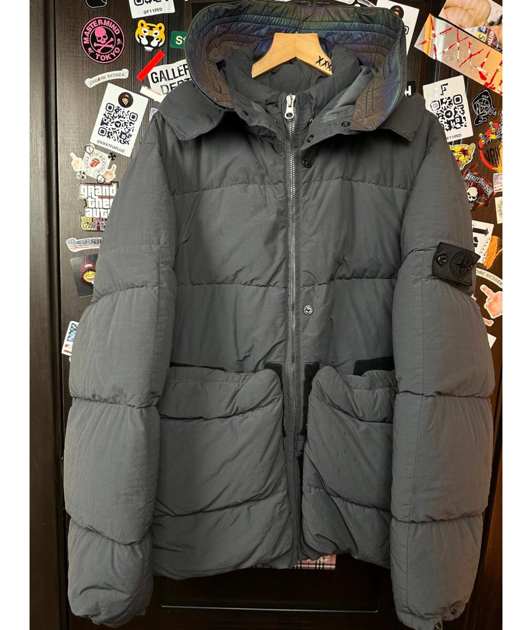 STONE ISLAND Серый нейлоновый пуховик, фото 4