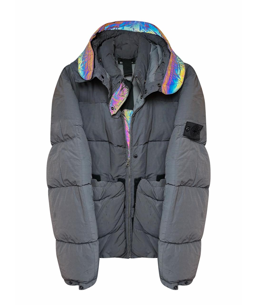 STONE ISLAND Серый нейлоновый пуховик, фото 1