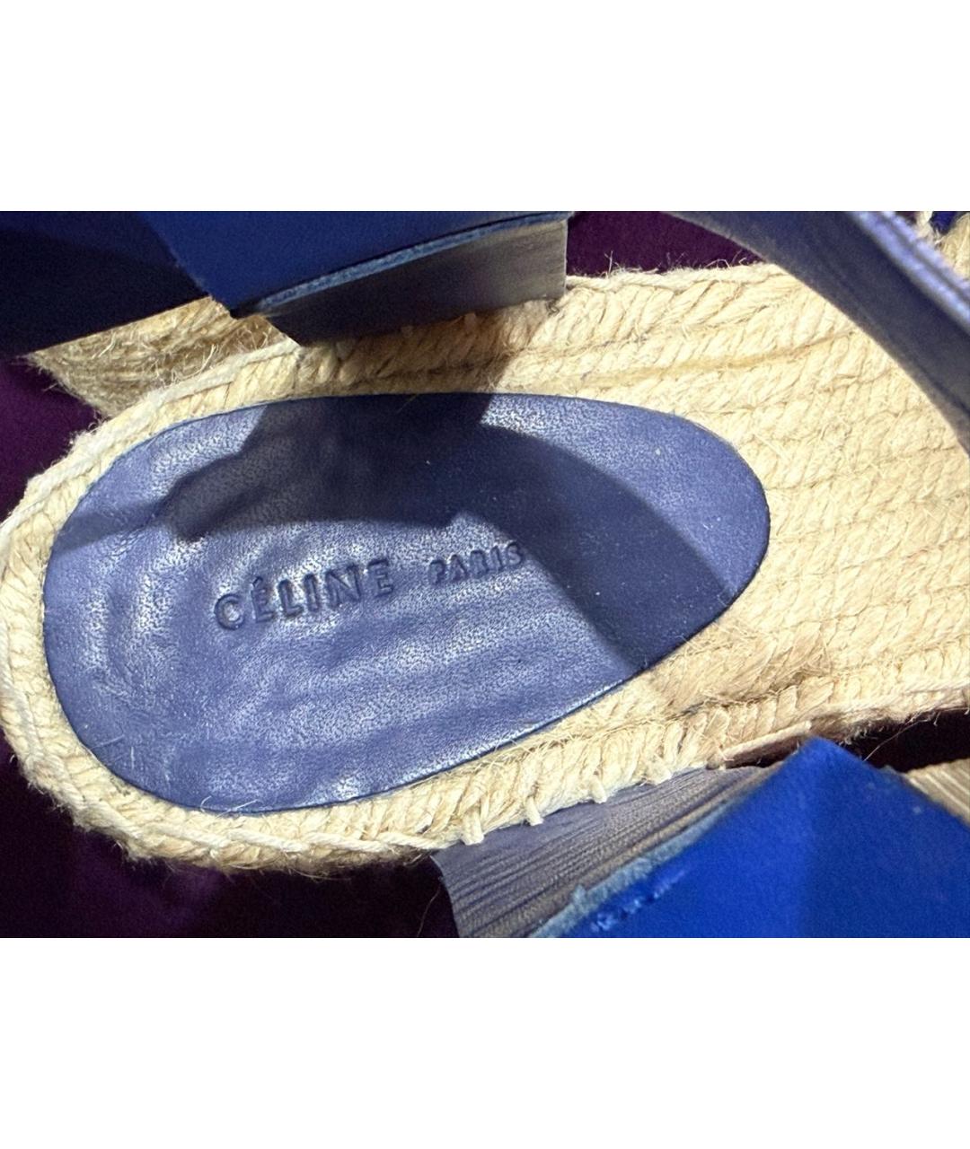 CELINE Синие кожаные босоножки, фото 2