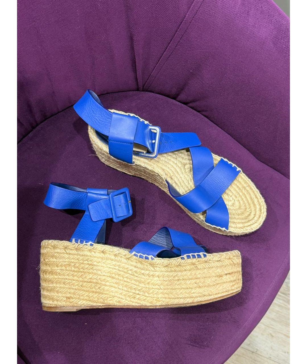 CELINE Синие кожаные босоножки, фото 7