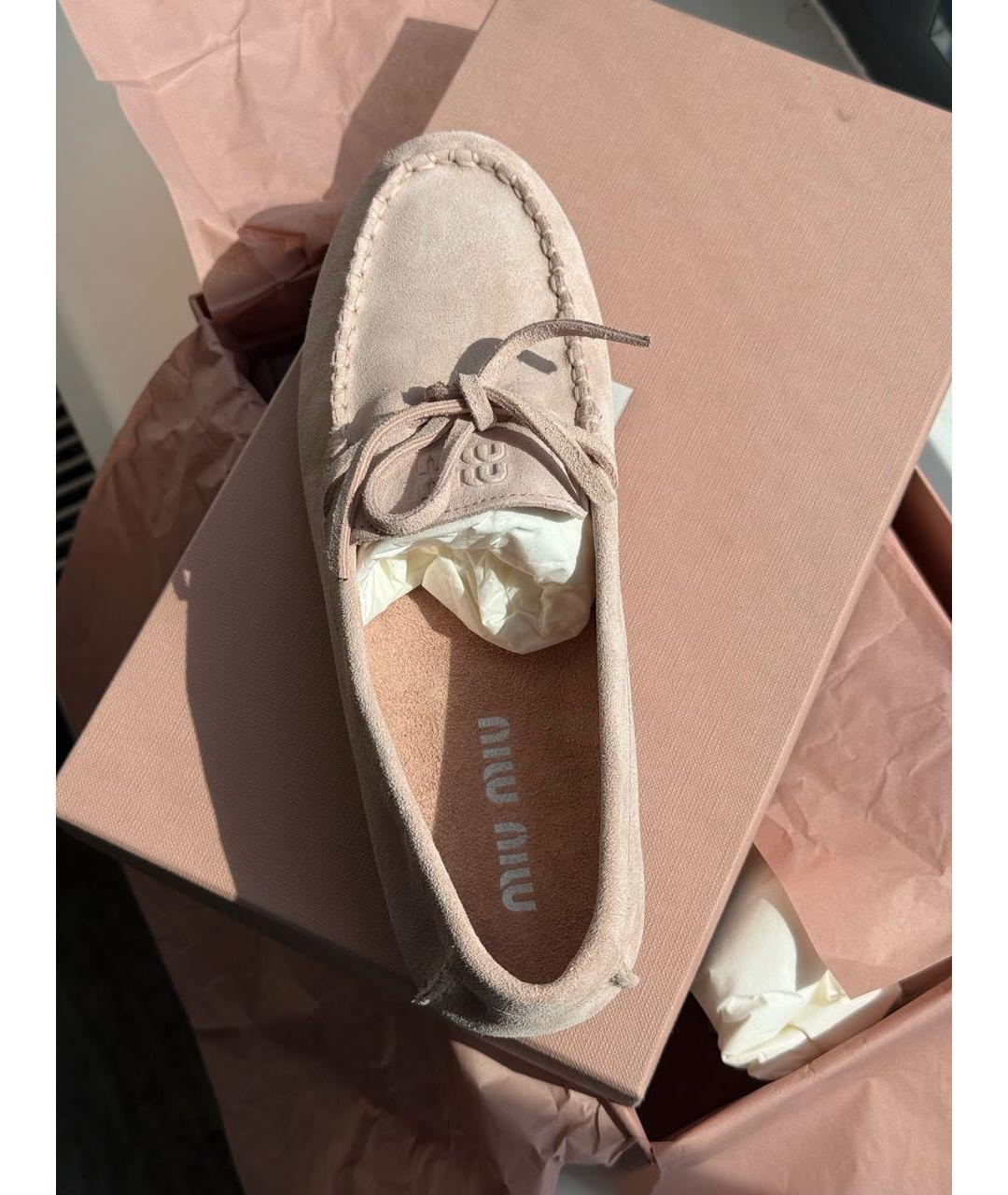 MIU MIU Розовые замшевые лоферы, фото 3
