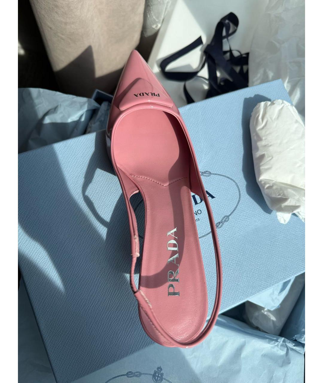 PRADA Розовые туфли из лакированной кожи, фото 3