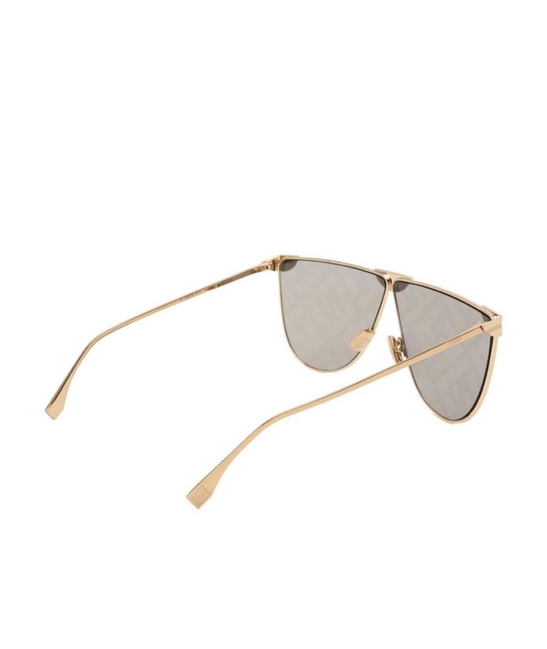 FENDI Золотые металлические солнцезащитные очки, фото 3