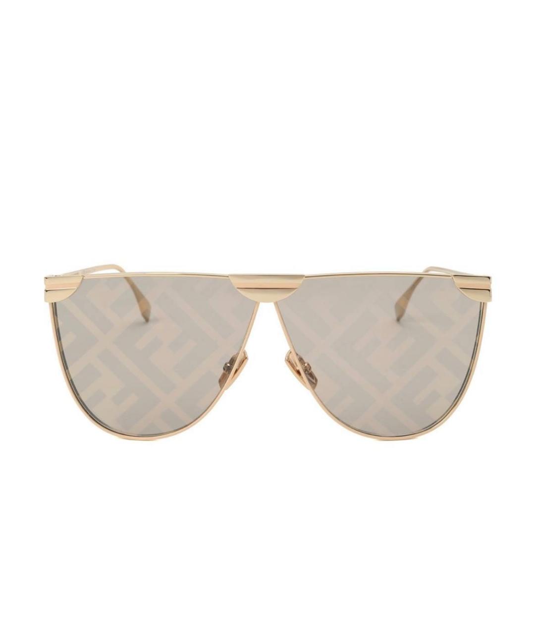 FENDI Золотые металлические солнцезащитные очки, фото 1