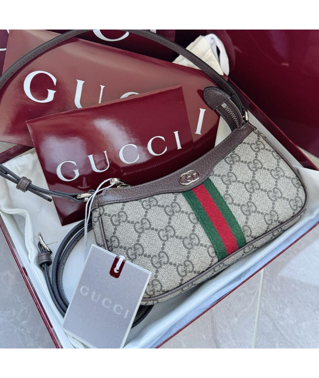 GUCCI Бежевая канва сумка через плечо, фото 7