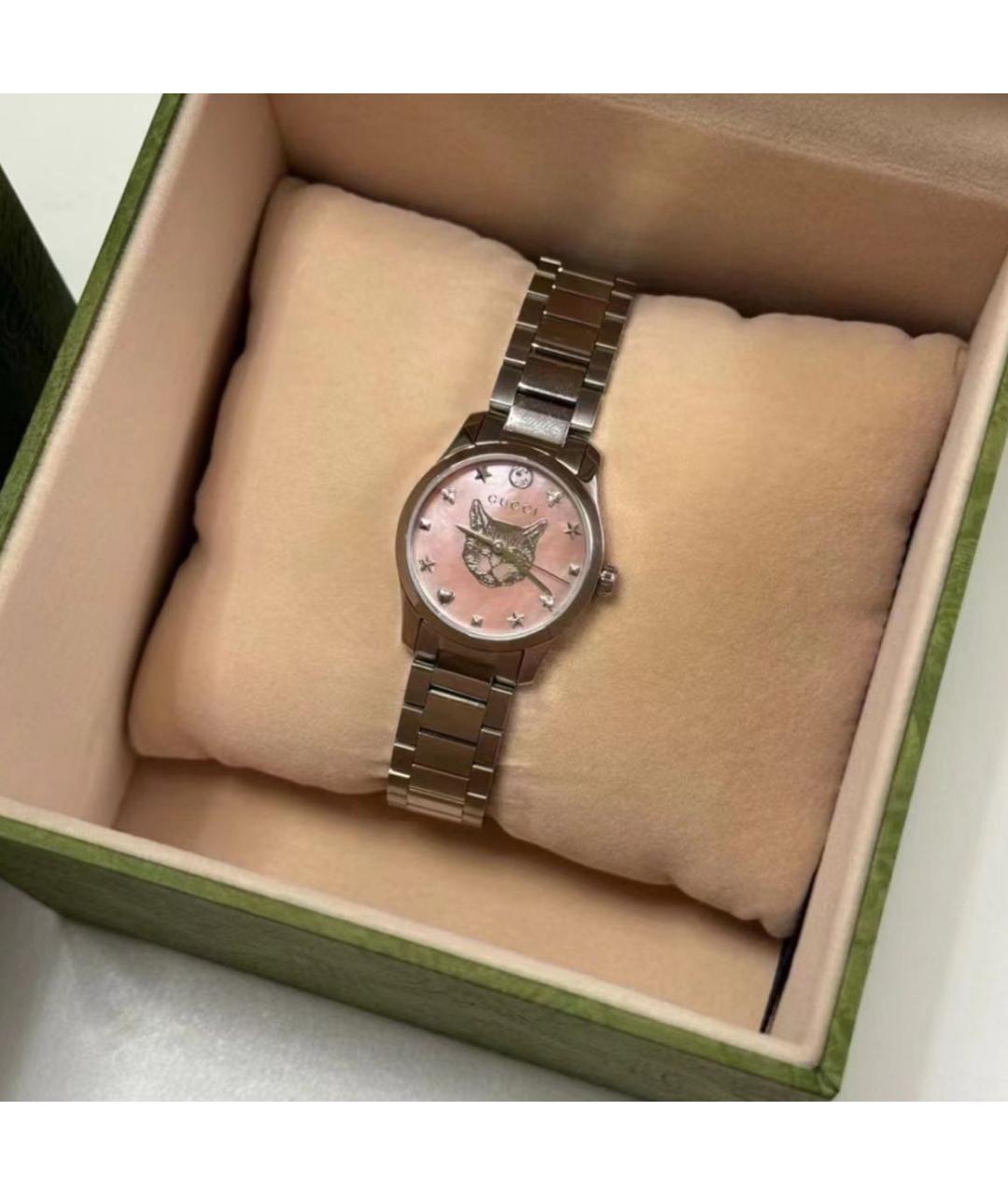 GUCCI Розовые серебряные часы, фото 5