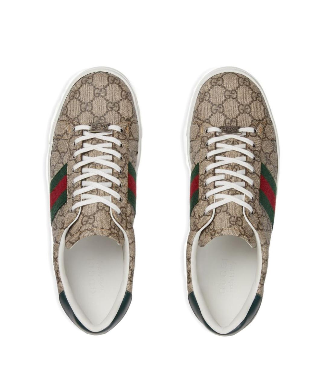 GUCCI Бежевые текстильные низкие кроссовки / кеды, фото 5