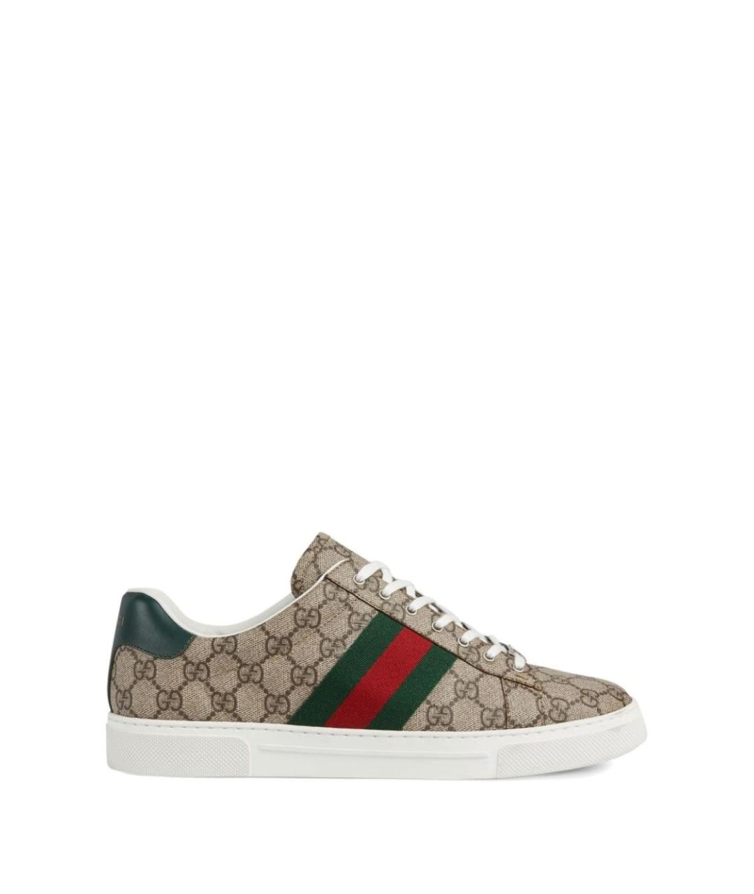 GUCCI Бежевые текстильные низкие кроссовки / кеды, фото 1