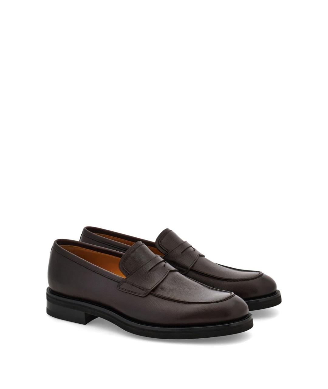 FERRAGAMO Коричневые кожаные лоферы, фото 6