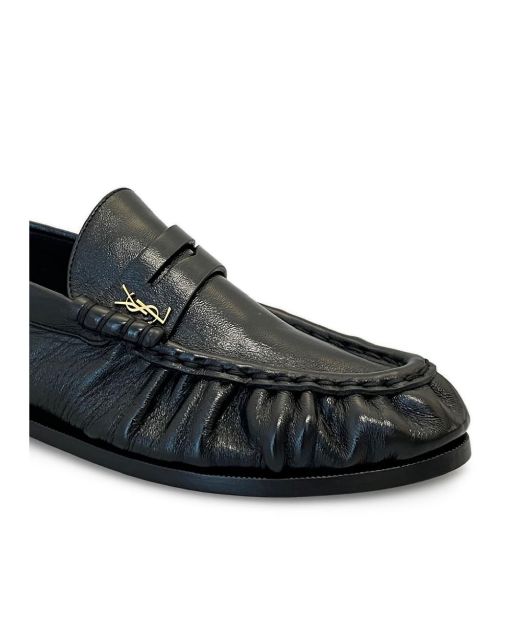 SAINT LAURENT Черные кожаные лоферы, фото 2