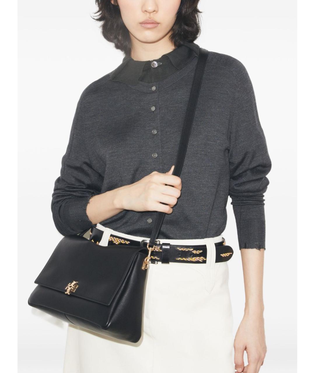 TORY BURCH Черная кожаная сумка через плечо, фото 4