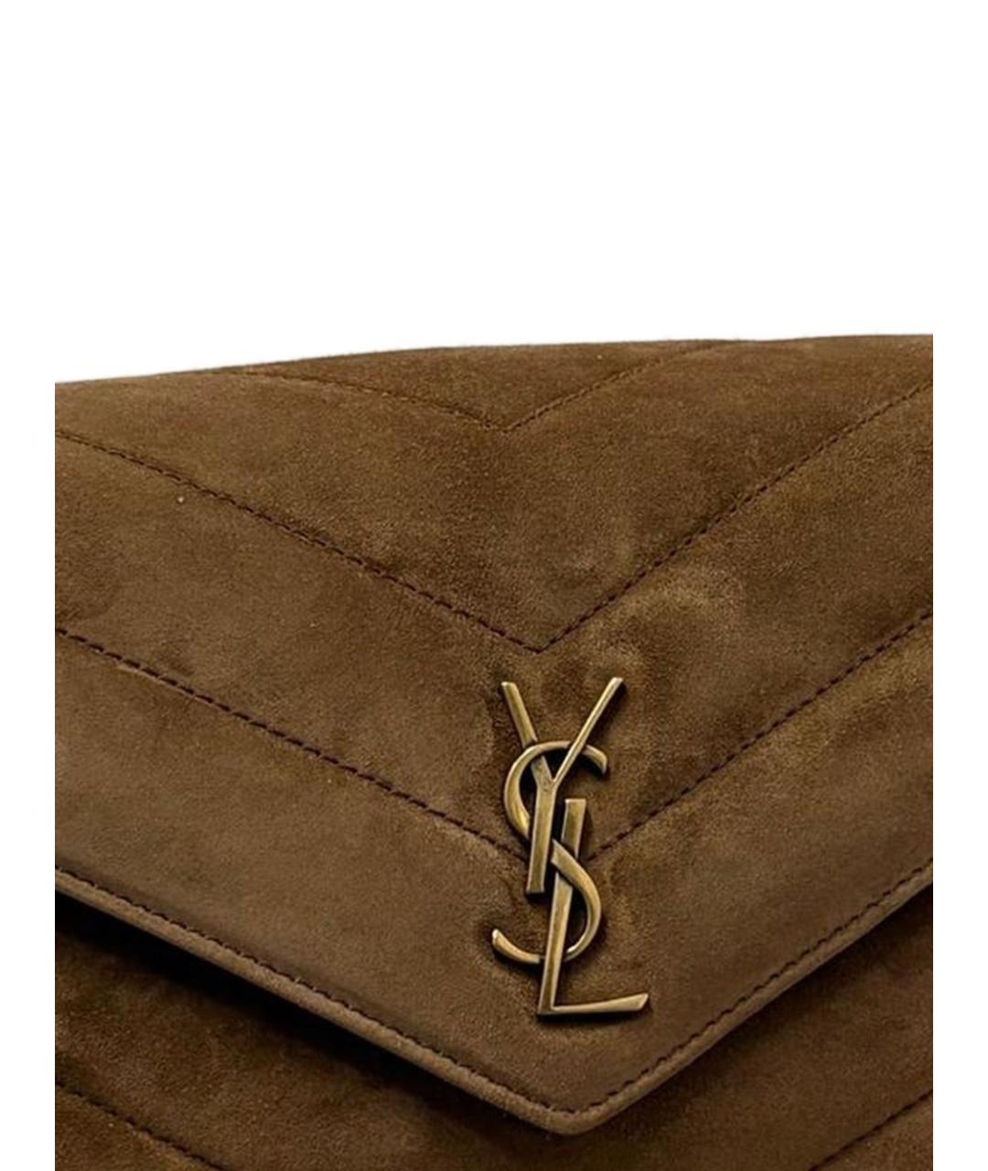 SAINT LAURENT Коричневая замшевая сумка через плечо, фото 2